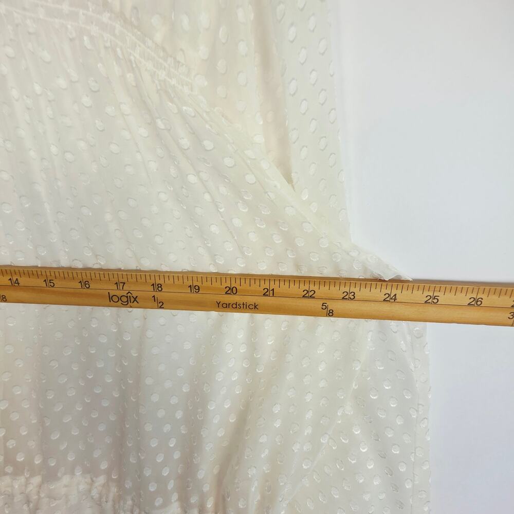FRAME Button UP Blouse XL Off White Swiss Dot Silk Blend Sheer Boho Romantic - Picture 13 of 14